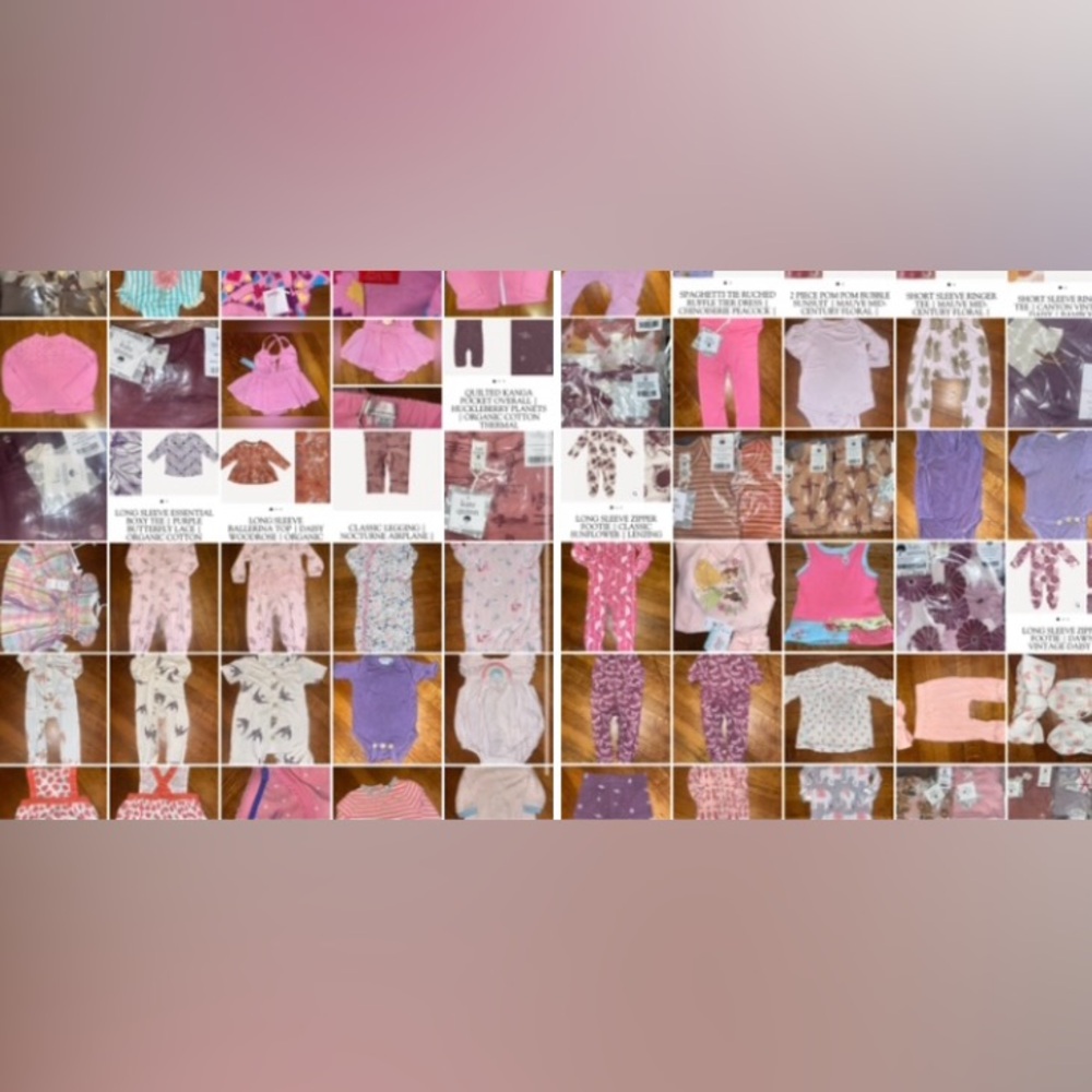 61 pc nb 0-3 3-6 6- 6-12 pink purple girl frills bundle lot bamboo modal organic